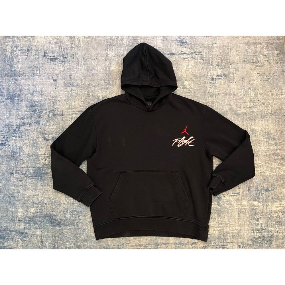 Nike Jordan Black Essentials Flight Graphic Fleece Pullover Hoodie Men's Large